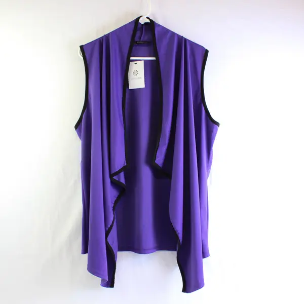 NWT LoveU.Dear Purple and Black Open-Front Vest Women's Large