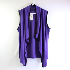 NWT LoveU.Dear Purple and Black Open-Front Vest Women's Large
