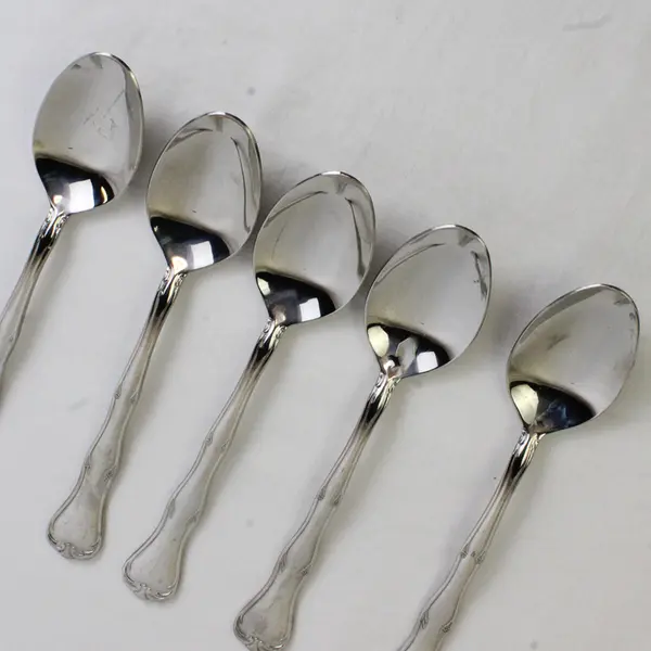 Lot Of 5 Wallace Silver Simplicity (Stainless) Flatware Soup Spoons 7.5" Long