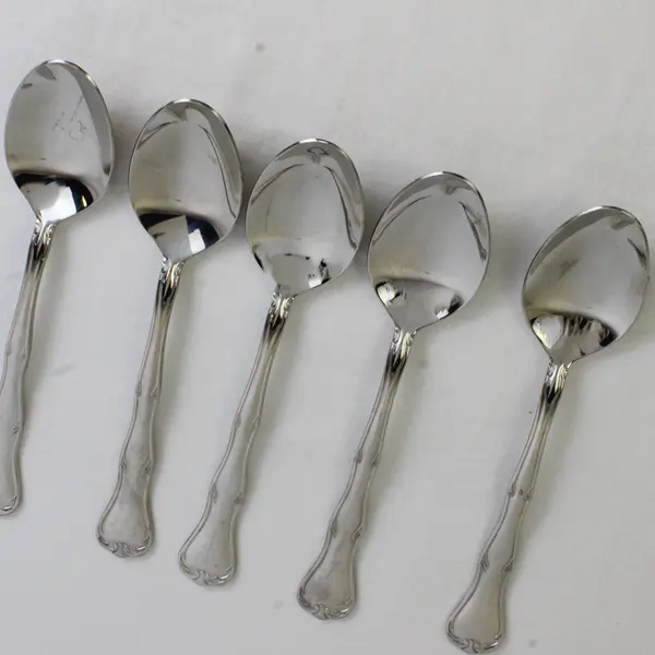 Lot Of 5 Wallace Silver Simplicity (Stainless) Flatware Soup Spoons 7.5" Long