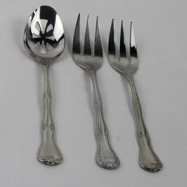 Lot Of 3 Wallace Silver Simplicity (Stainless) Flatware Serving Forks & Spoon
