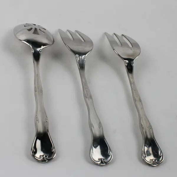 Lot Of 3 Wallace Silver Simplicity (Stainless) Flatware Serving Forks & Spoon