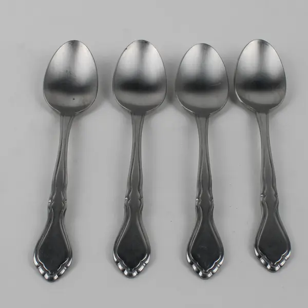 Lot of 4 Washington Forge Spring Meadow Pattern Stainless Teaspoons 6" Good