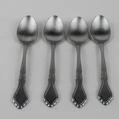 Lot of 4 Washington Forge Spring Meadow Pattern Stainless Teaspoons 6" Good