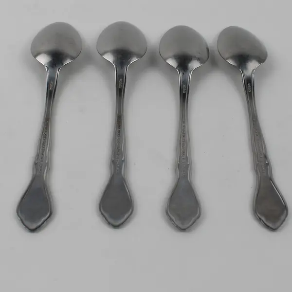 Lot of 4 Washington Forge Spring Meadow Pattern Stainless Teaspoons 6" Good