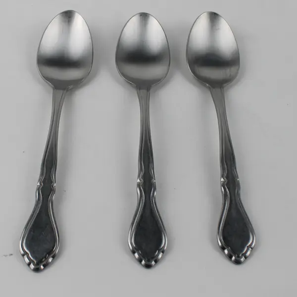 Lot of 3 Washington Forge Spring Meadow Pattern Stainless Teaspoons 6" Good