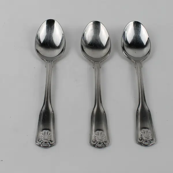 Lot of 3 Wallace Silver Coquille Pattern 18/8 SS Oval Soup Spoons 7.25" Rare HTF