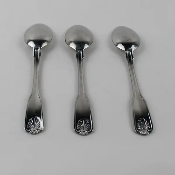 Lot of 3 Wallace Silver Coquille Pattern 18/8 SS Oval Soup Spoons 7.25" Rare HTF