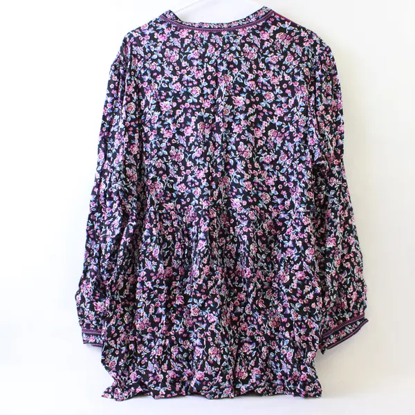 Woman Within Purple & Blue Floral Long-Sleeved Tunic Women's Large 18/20