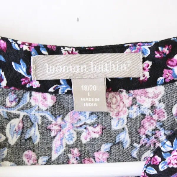 Woman Within Purple & Blue Floral Long-Sleeved Tunic Women's Large 18/20