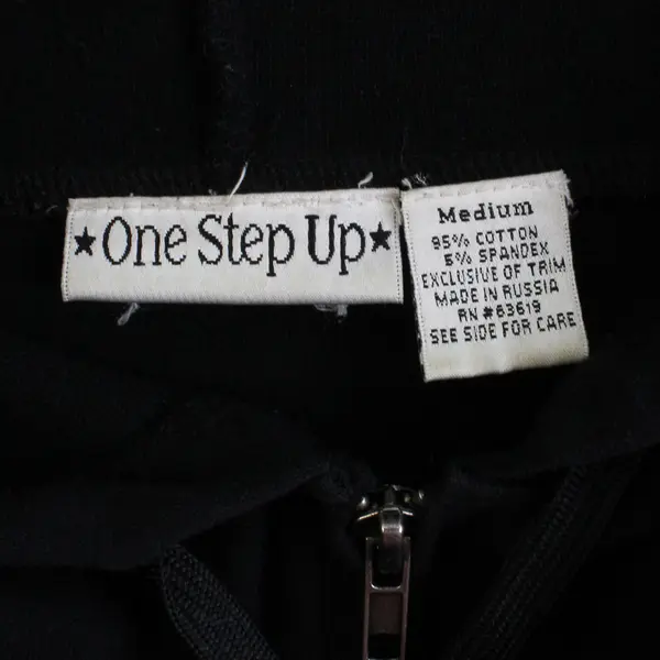 VTG One Step Up Black Zip-Up Hoodie Monogram L Letter Design Women's Medium