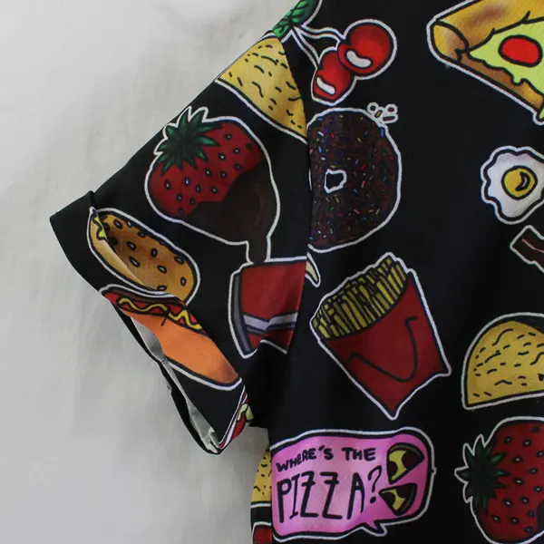 Choies T-Shirt Food Print Cropped T-Shirt Women's Size Medium