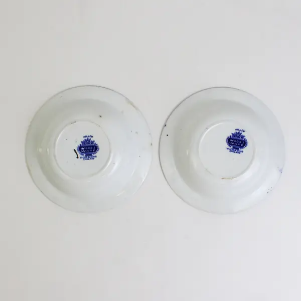 Lot Of 2 Woods Ware Blue/White Willow Pattern Ceramic Cereal Bowls 6.5" Dia