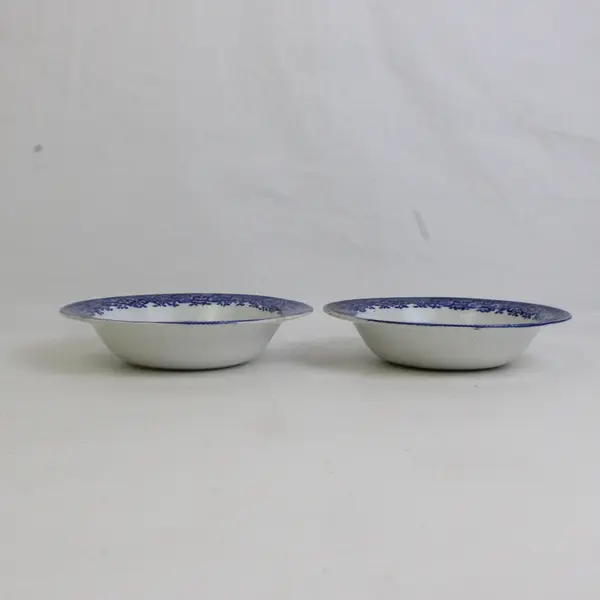 Lot Of 2 Woods Ware Blue/White Willow Pattern Ceramic Cereal Bowls 6.5" Dia
