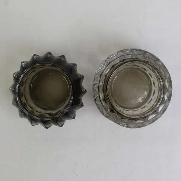 Partylite Rockport Pair Black Clear Glass Votive Candle Holders 2.25" Tall