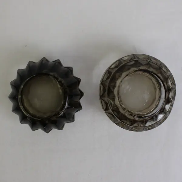 Partylite Rockport Pair Black Clear Glass Votive Candle Holders 2.25" Tall