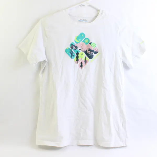 Columbia White Short-Sleeved Crew Neck Graphic T-Shirt Women's Small
