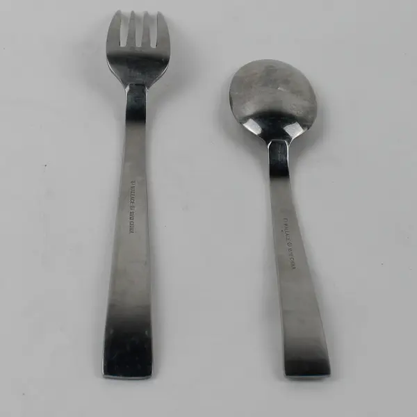 Lot of 2 Wallace Silver Ionic Pattern 18/10 SS Teaspoon & Salad Fork Rare HTF