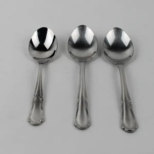 Lot of 3 Wallace Silver Empire Pattern 18/10 SS 2 Soup Spoons 1 Teaspoon