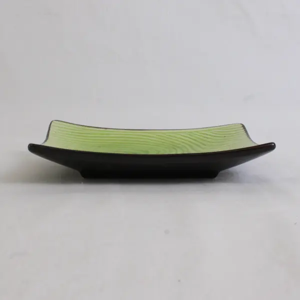 Unbranded Green/Black Rectangular Ceramic Sushi/Appetizer Plate 5.75" x 4.25"