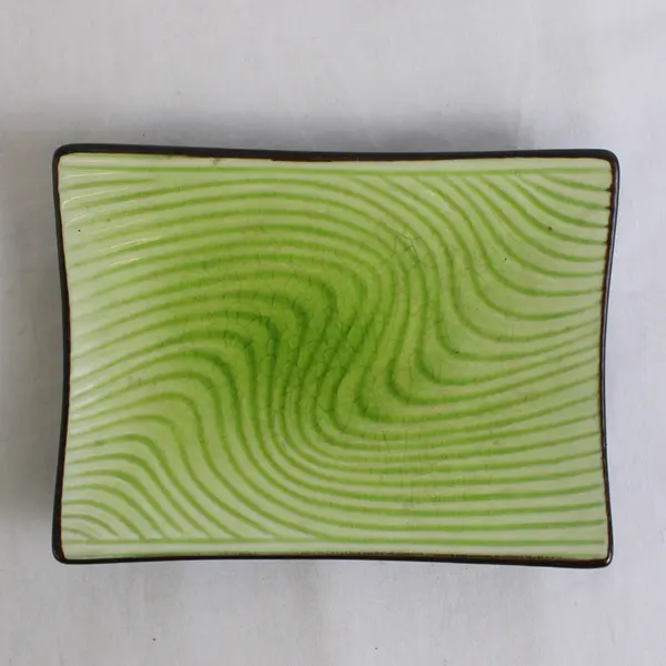 Unbranded Green/Black Rectangular Ceramic Sushi/Appetizer Plate 5.75" x 4.25"