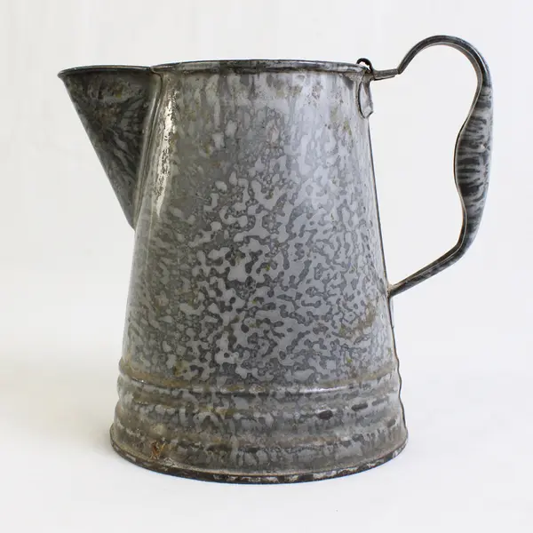 Vintage Unbranded Gray Speckled Enamelware Metal Coffee Pot 7" Tall