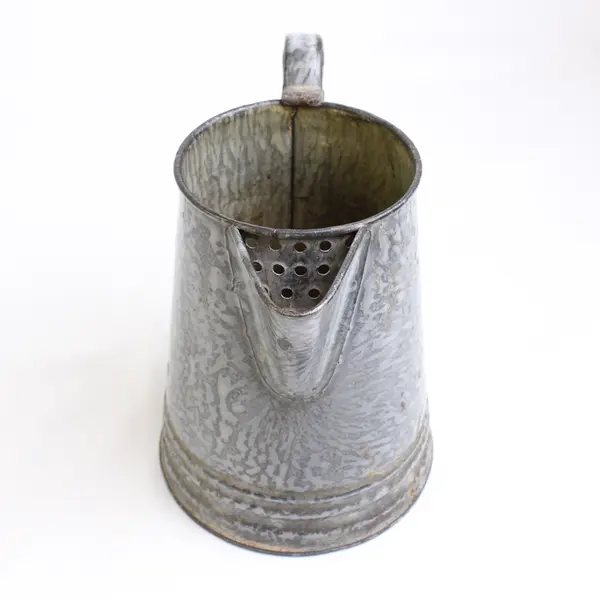 Vintage Unbranded Gray Speckled Enamelware Metal Coffee Pot 7" Tall