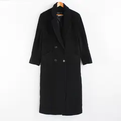 Glassons Black Wool Blend Double-Breasted Trench Coat Women's Size 16