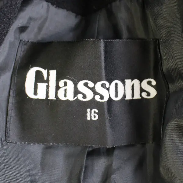 Glassons Black Wool Blend Double-Breasted Trench Coat Women's Size 16