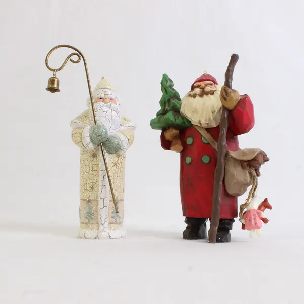 Lot Of 2 Hallmark Santa Hanging Ornaments Christmas 1998 & 2002