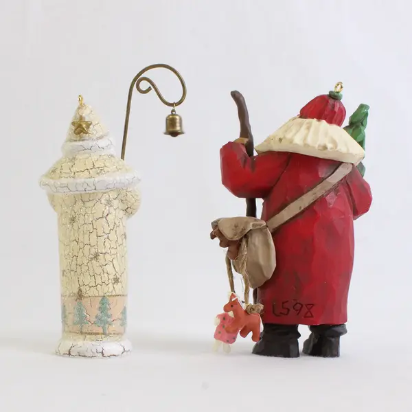 Lot Of 2 Hallmark Santa Hanging Ornaments Christmas 1998 & 2002