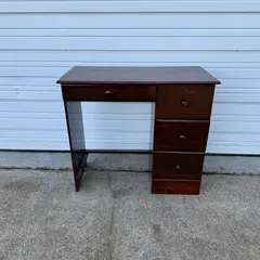 4 Drawer Dark Wood Particle Board Writing Desk - Local Pickup Only