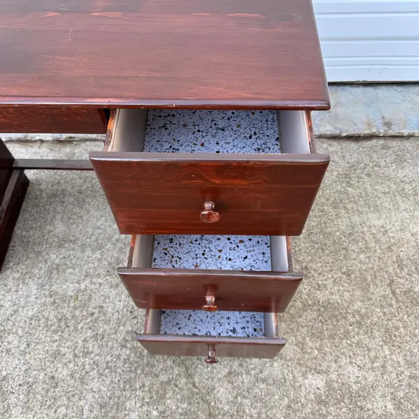 4 Drawer Dark Wood Particle Board Writing Desk - Local Pickup Only