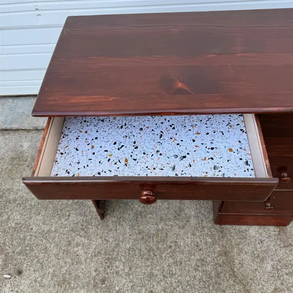4 Drawer Dark Wood Particle Board Writing Desk - Local Pickup Only