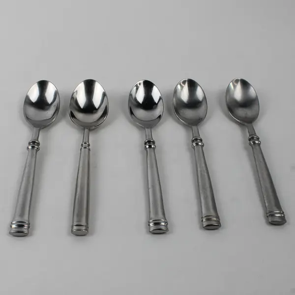 Lot Of 5 House and Home (Stainless) Flatware Soup Spoons 8" Long