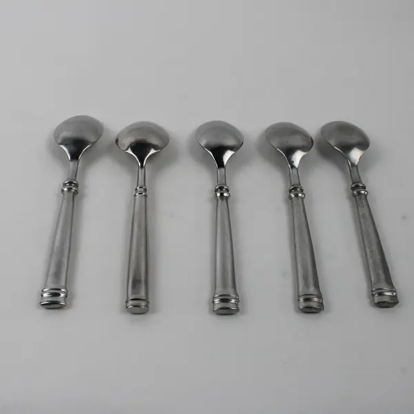 Lot Of 5 House and Home (Stainless) Flatware Soup Spoons 8" Long