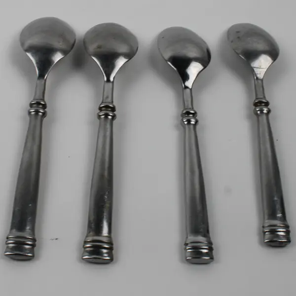Lot Of 4 Artisanware Silver ARN3 (Stainless) Flatware Soup Spoons 8" Long
