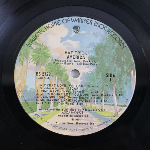 America - Hat Trick Vinyl LP (Used, Scratched) Sold As Is