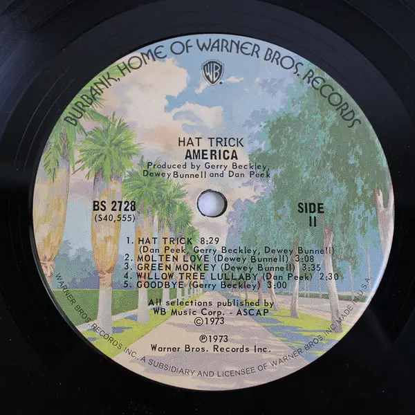 America - Hat Trick Vinyl LP (Used, Scratched) Sold As Is