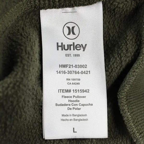 Hurley Army Green Pullover Hoodie Men's Size Large