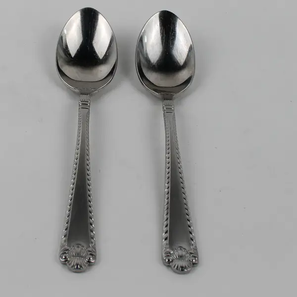 Lot of 2 Wallace Silver French Shell Pattern 18/8 SS Soup Spoons 6.75" Good 