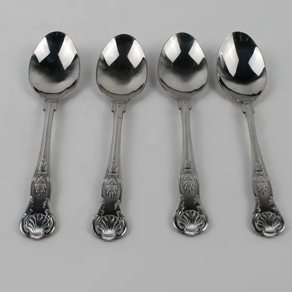 Lot of 4 Wallace Silver Kings Pattern 18/10 SS Teaspoons 6.25" Rare Good