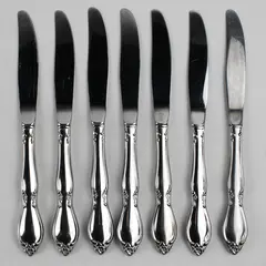 Lot Of 7 Oneida Silver Chatelaine (Stainless) Flatware Dinner Knives 8.75" Long