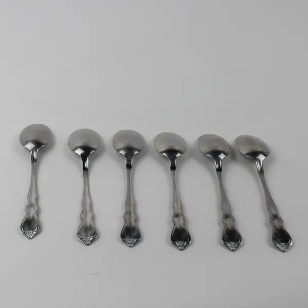 Lot of 6 Wallace Silver Discretion Pattern Stainless Teaspoons 6" Long Rare