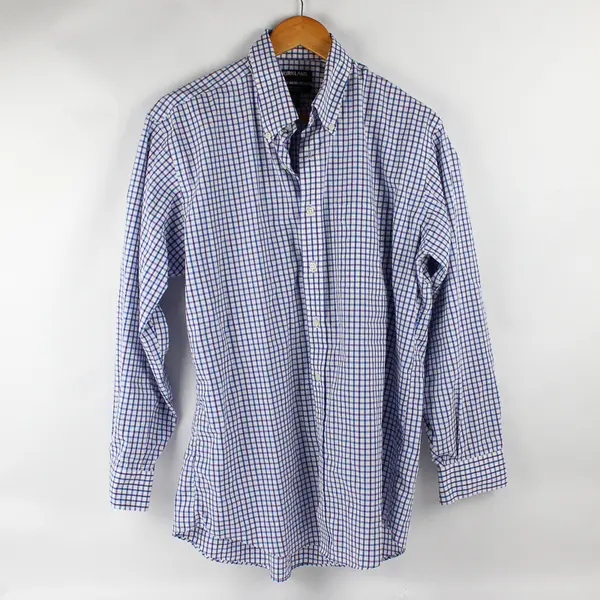 Kirkland Signature Blue & Purple Windowpane Button-Down Men's 16-32/33
