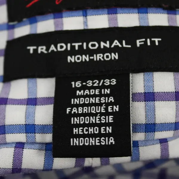 Kirkland Signature Blue & Purple Windowpane Button-Down Men's 16-32/33