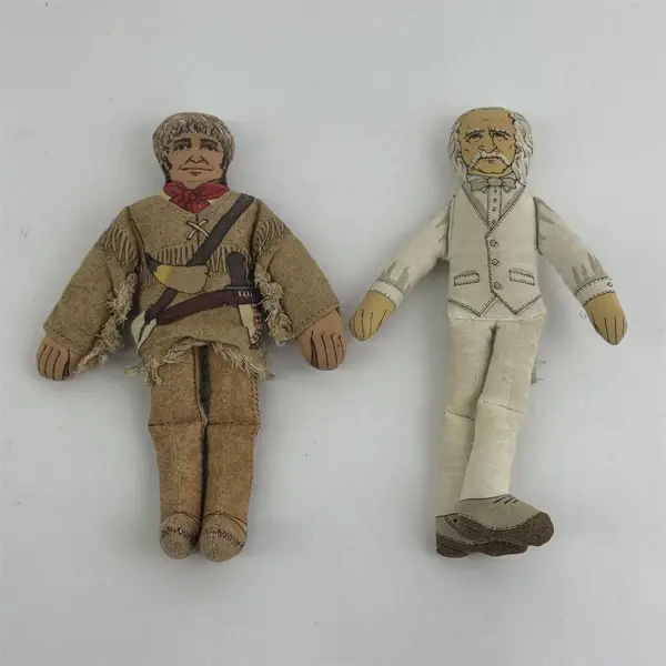 1979 Hallmark Mark Twain & Davey Crockett 7" Printed Cloth Dolls