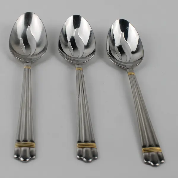 Lot of 3 Wallace Silver Golden Apollo 18/8 Pierced Spn W/Gold Accents 8.25" Rare