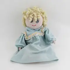 Handmade Flannel Rag Doll With Knit Hair Embroidered Face 15.5"