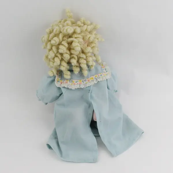 Handmade Flannel Rag Doll With Knit Hair Embroidered Face 15.5"